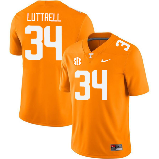 Men #34 Jack Luttrell Tennessee Volunteers College Football Jerseys Stitched Sale-Orange - Click Image to Close